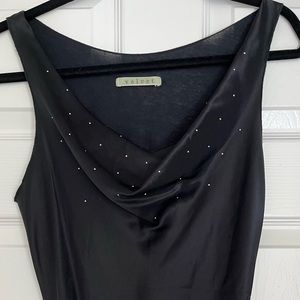 Black sleeveless top, silk front, cotton back